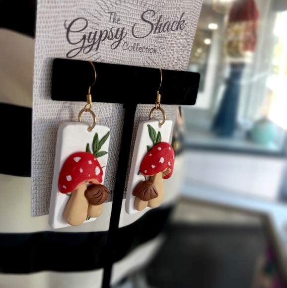 Handmade mushroom earrings - Picture 3 of 5